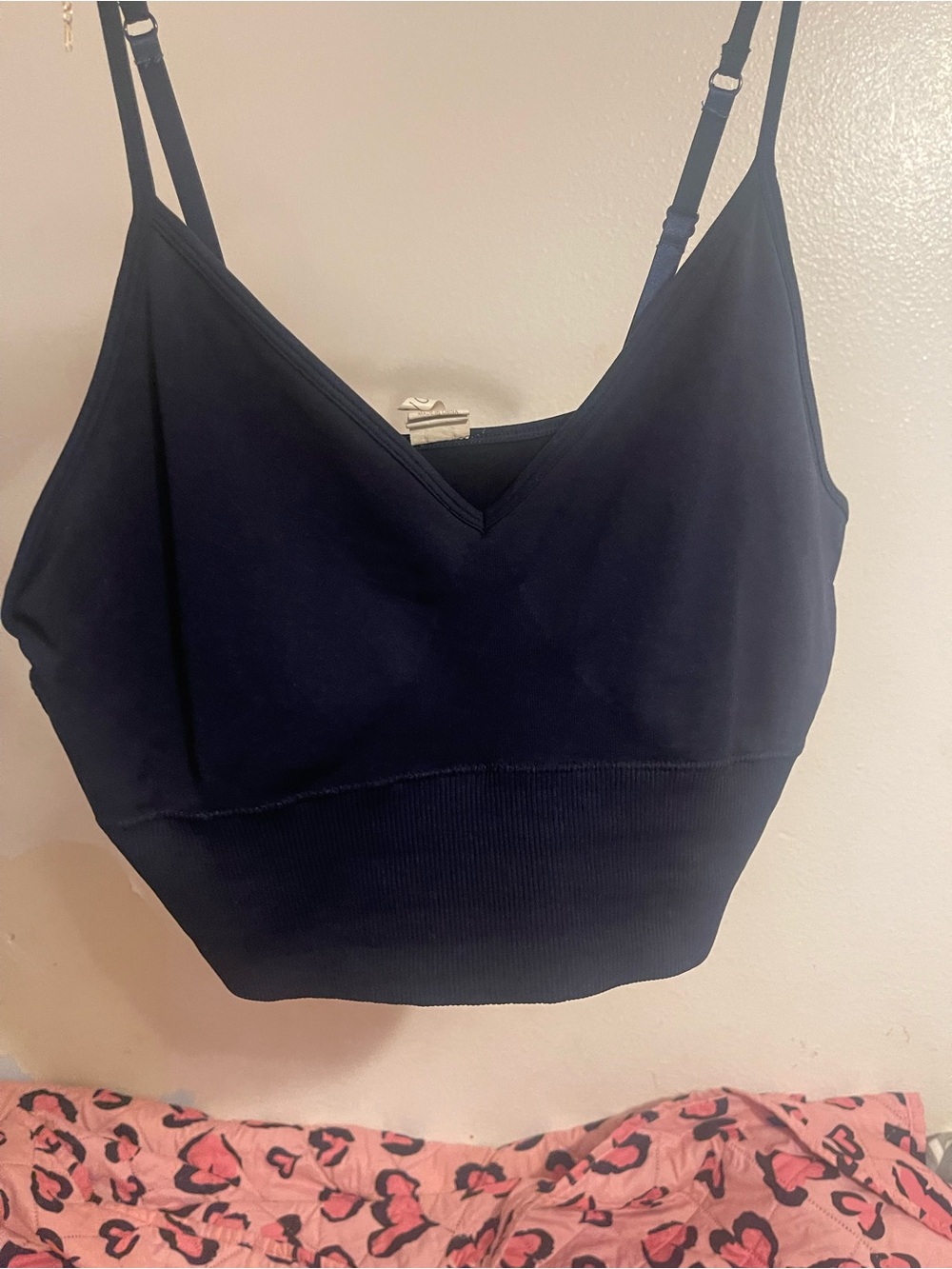 SHEIN Black V-Neck Ribbed Band Bralette Cami